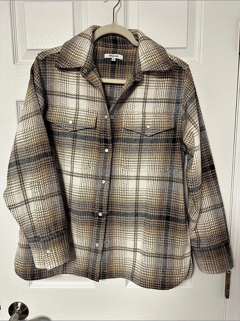 Madewell Plaid Shirt oversized Jacket in Brown & Beige Size Small